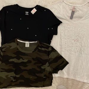 Lot of 3 victoria secret pink vs Supermodel shirt size large super cute 3 shirt